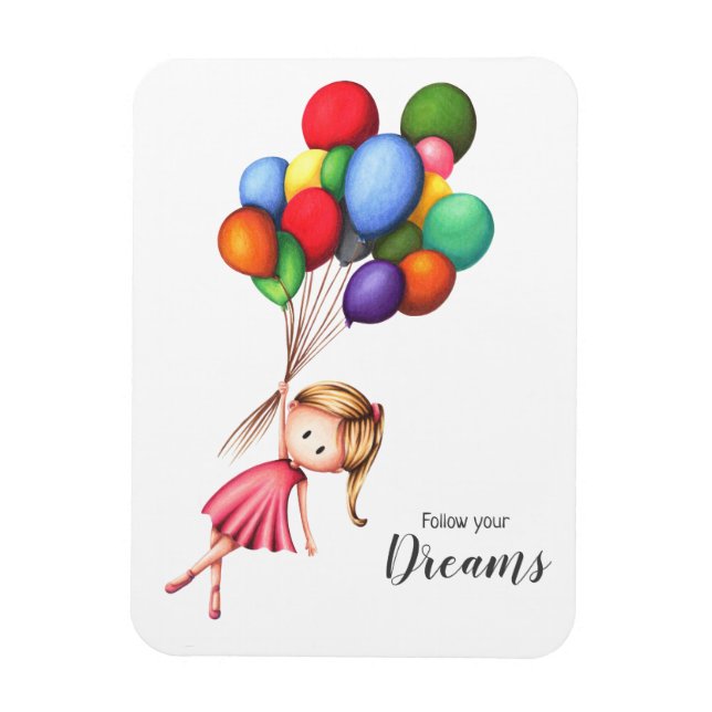 Farewell Girl with Balloons Encouragement Magnet (Vertikal)