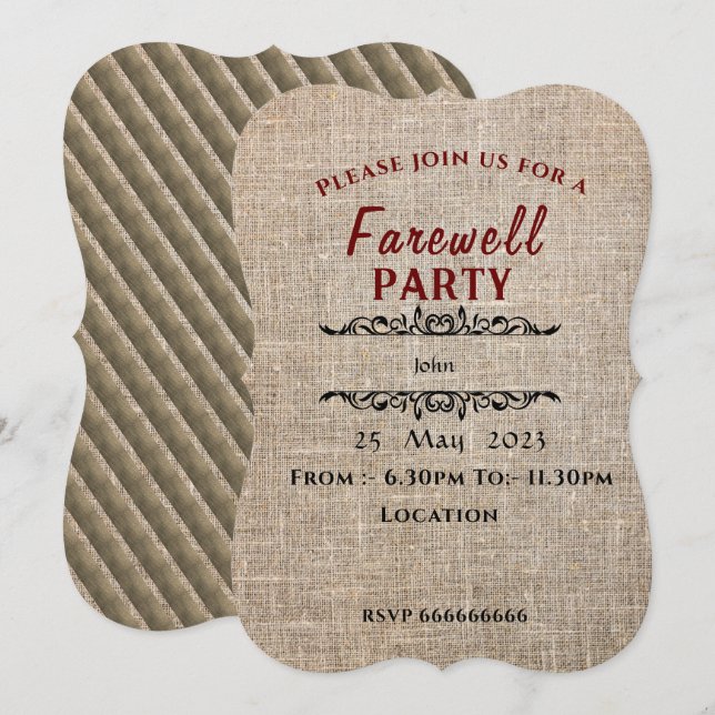 Farewell Inbjudningar (Fram/baksida)