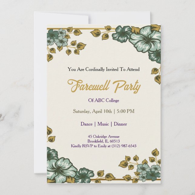 Farewell Invitation Template Goodbye Party Invitat Inbjudningar (Framsida)