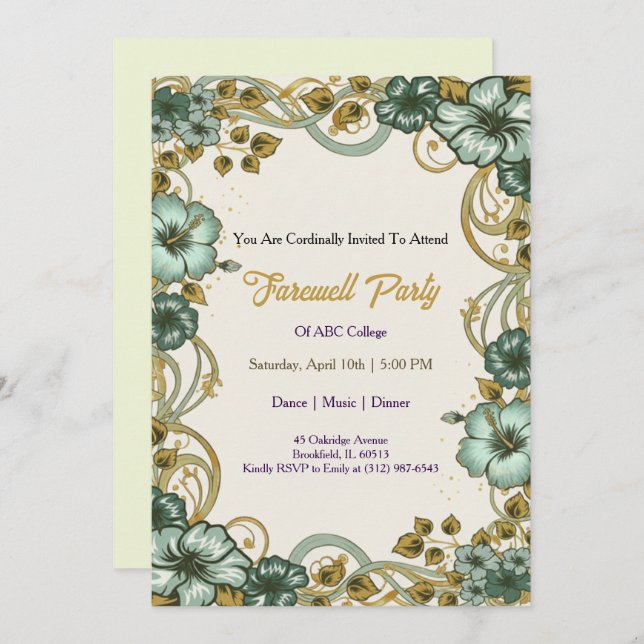 Farewell Invitation Template Inbjudningar (Fram/baksida)