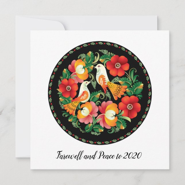 Farewell Peace to 2020 Bejoy Folk Art Doves Julkort (Framsida)