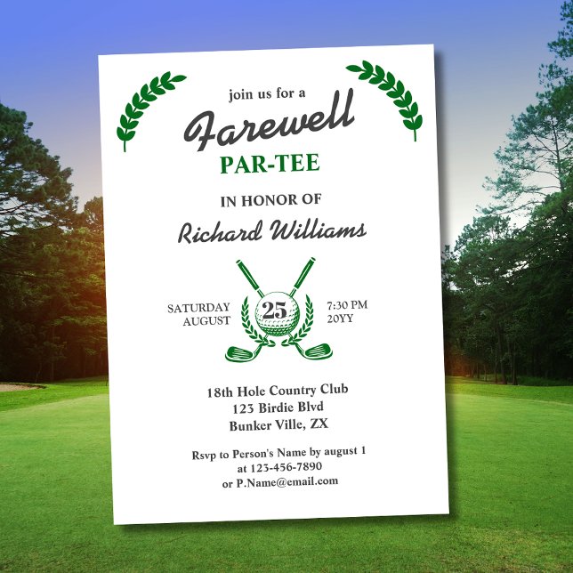 Farewell Pension Golf Klubb WAN Thoden Party Inbjudningar (Skapare uppladdad)