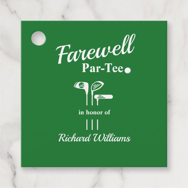 Farewell Pension Golf Klubbs Théed Par Tee Gåvor Etiketter (Framsida)
