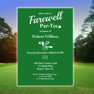 Farewell Pension Golf Klubbs Théed Par Tee Inbjudningar