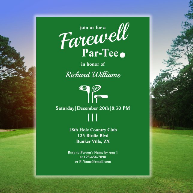 Farewell Pension Golf Klubbs Théed Par Tee Inbjudningar (Skapare uppladdad)