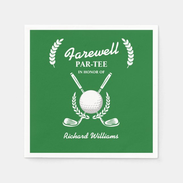 Farewell Pension Golf Klubbs Wandeme Théed Party Pappersservett (Framsidan)