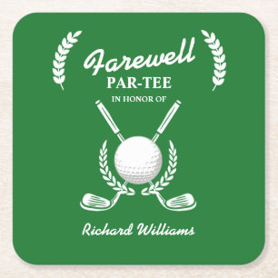 Farewell Pension Golf Klubbs Wandeme Théed Party Underlägg Papper Kvadrat