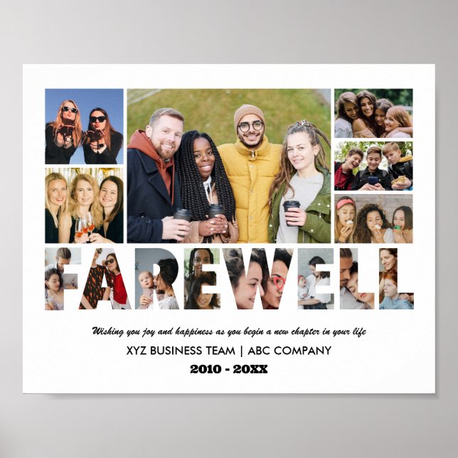 Farewell Photo Collage Retrött Coworking Colleague Poster (Framsidan)
