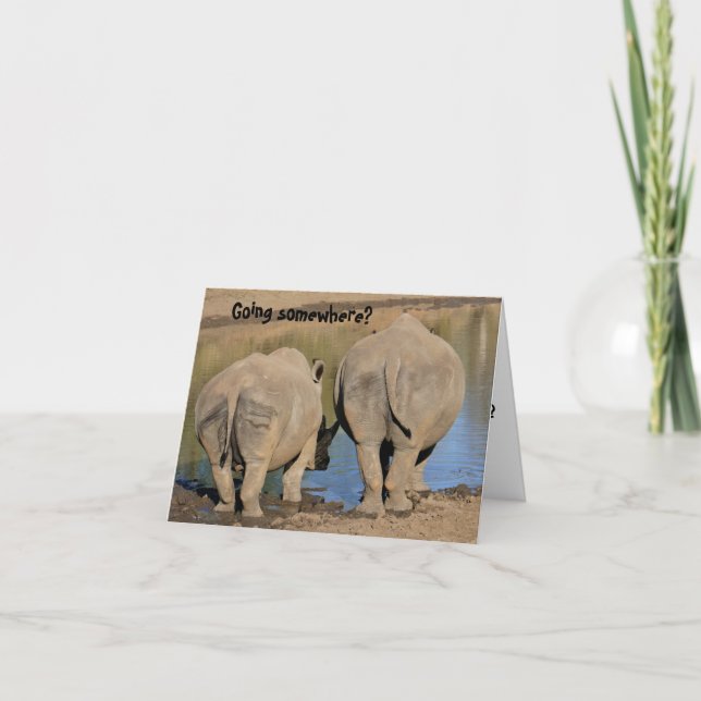 Farewell South Afrika Rhinoceros Card Tack Kort (Framsida)