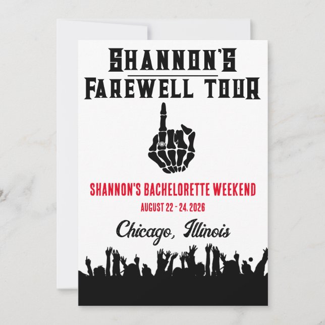 Farewell Tour, Music Festival Bachelorette Helg Inbjudningar (Framsida)