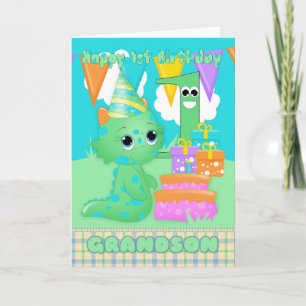 Farfar 1:a födelsedag Cute Little Monster Kort