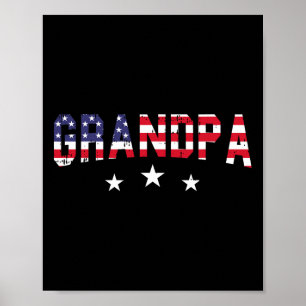 Farfar Amerikansk Flagga 4:e Juli Vintage Patrioti Poster