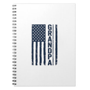 Farfar Amerikansk Flagga Distressed Patriotisk Des Anteckningsbok