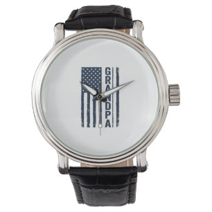 Farfar Amerikansk Flagga Distressed Patriotisk Des Armbandsur