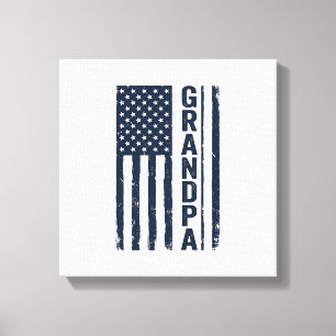 Farfar Amerikansk Flagga Distressed Patriotisk Des Canvastryck