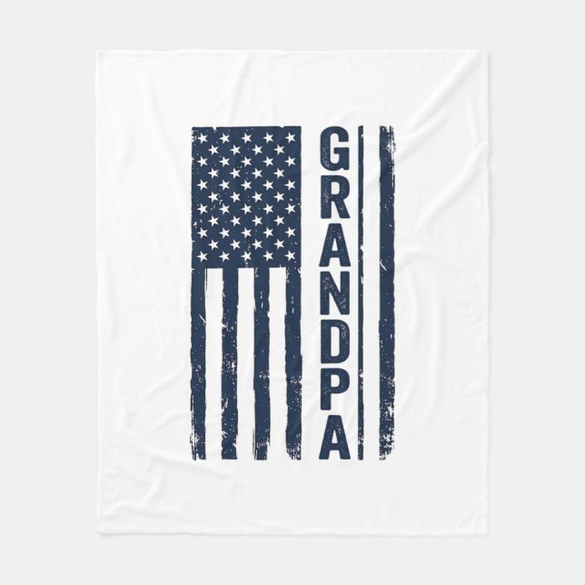 Farfar Amerikansk Flagga Distressed Patriotisk Des Fleecefilt (Framsidan)