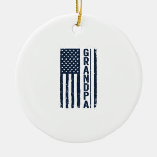 Farfar Amerikansk Flagga Distressed Patriotisk Des Julgransprydnad Keramik