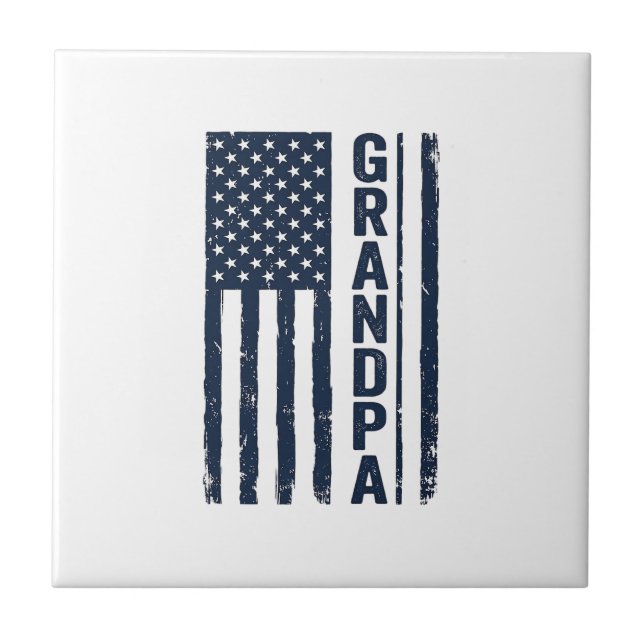 Farfar Amerikansk Flagga Distressed Patriotisk Des Kakelplatta (Framsidan)