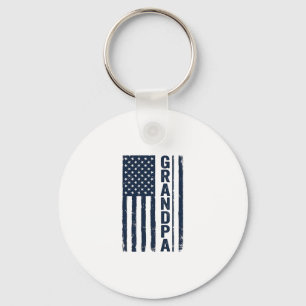 Farfar Amerikansk Flagga Distressed Patriotisk Des Nyckelring