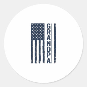 Farfar Amerikansk Flagga Distressed Patriotisk Des Runt Klistermärke