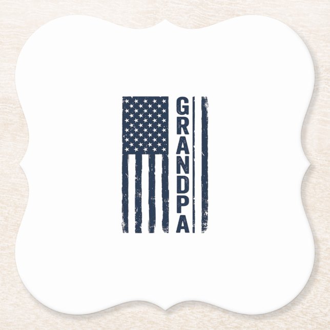 Farfar Amerikansk Flagga Distressed Patriotisk Des Underlägg Papper (Framsida)