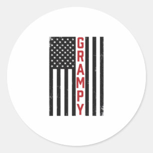 Farfar Amerikansk Flagga Patriotisk Vintage Vektor Runt Klistermärke