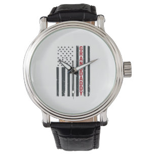 Farfar amerikansk flagga vintage patriotisk design armbandsur