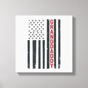 Farfar Amerikansk Flagga Vintage Patriotisk Design Canvastryck
