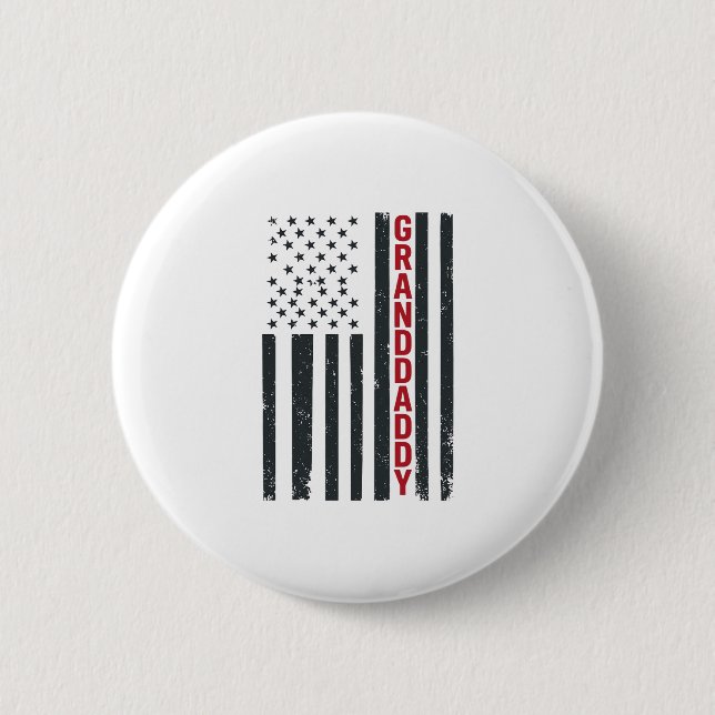 Farfar Amerikansk Flagga Vintage Patriotisk Design Knapp (Framsida)