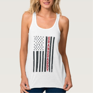 Farfar Amerikansk Flagga Vintage Patriotisk Design Linne Med Racerback