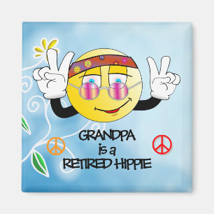 Farfar är en gammal hippie, färglös design, Magn Magnet