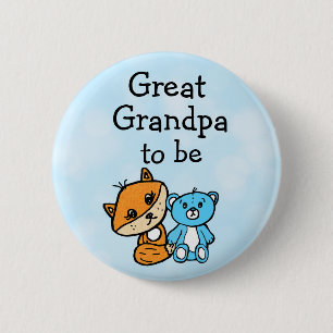 Farfar är Little Fox och Nalle Baby Shower Knapp