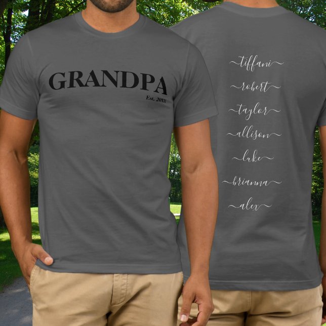 Farfar Barnbarns Namn Fram- och Baksida T Shirt (Skapare uppladdad)