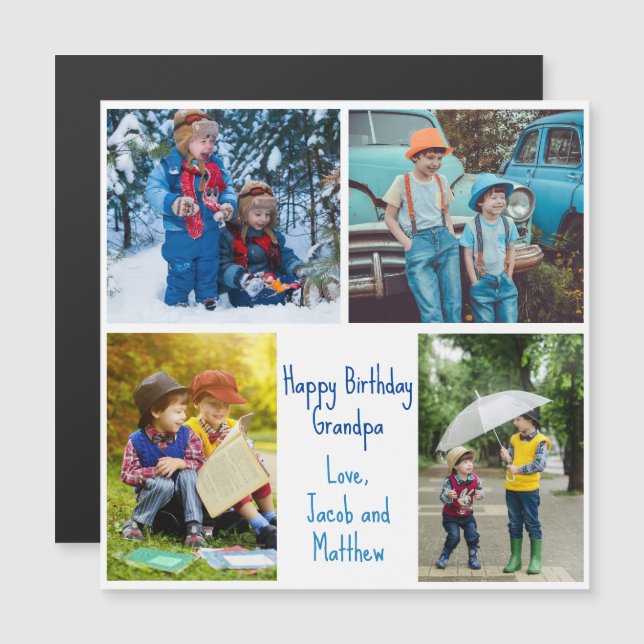 Farfar Birthday Barnbarn Photo Magnet Card (Fram/baksida)