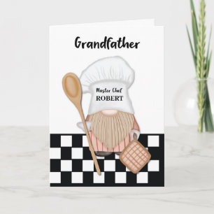 Farfar Birthday Whimsical Gnome Chef Cooking Kort