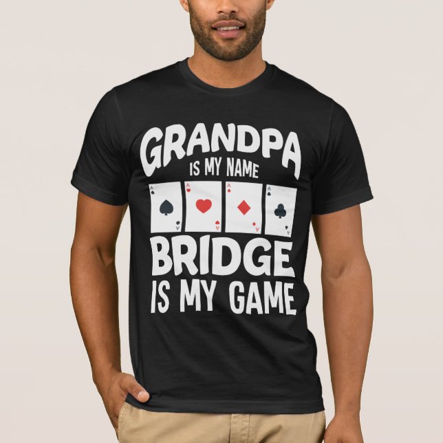 Farfar Bryggkortsfamiljen Spelare Humor T Shirt (Framsida)
