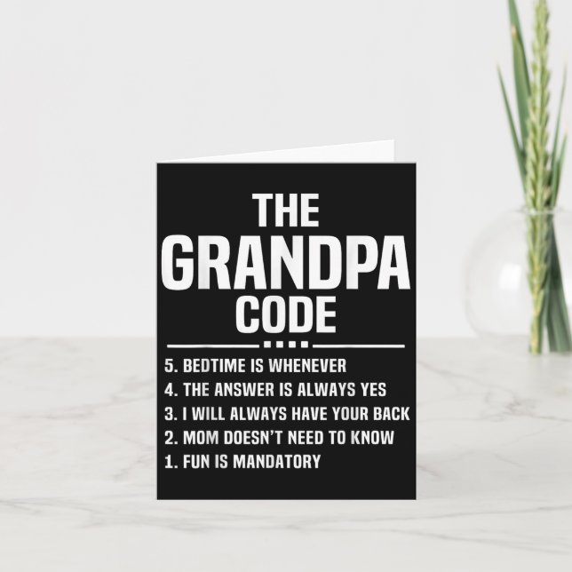 Farfar Code Coola Grandfather Joke Fars dag Kort (Framsida)