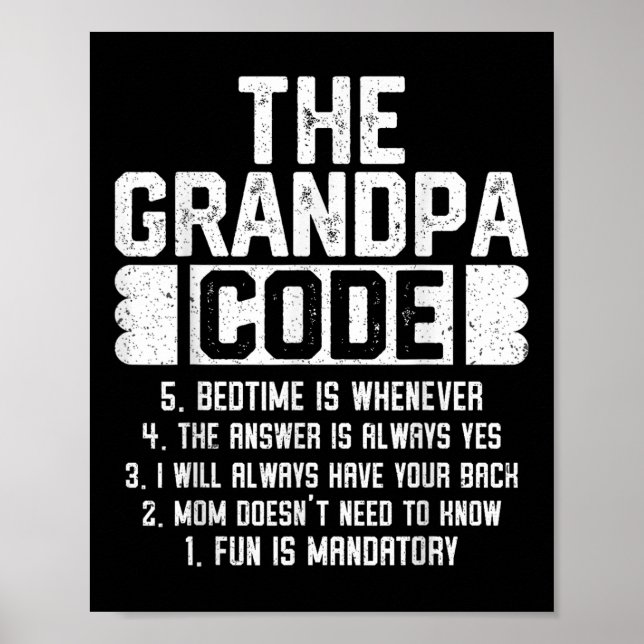 Farfar Code Coola Grandfather Joke Fars dag Poster (Framsidan)