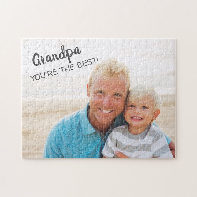 Farfar Du är "Best Grandfather Grandchild Photo" Pussel (Horisontell)