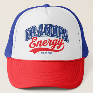 Farfar Energi Röd Blå Retro Sedan Design Keps