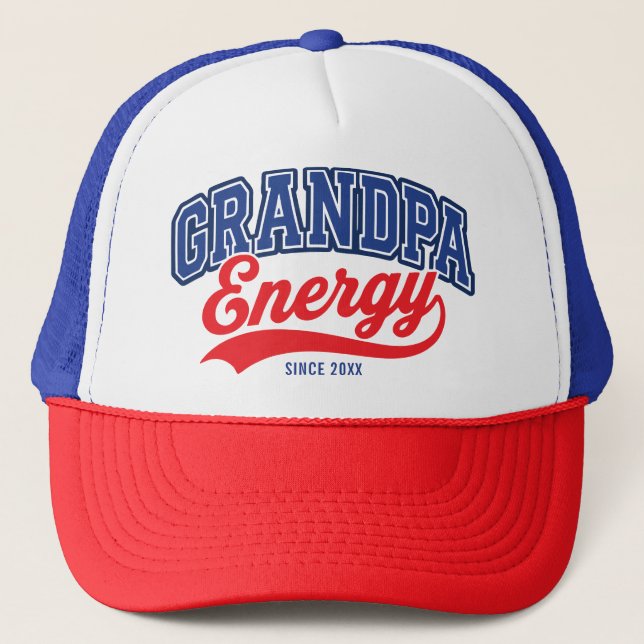 Farfar Energi Röd Blå Retro Sedan Design Keps (Framsida)