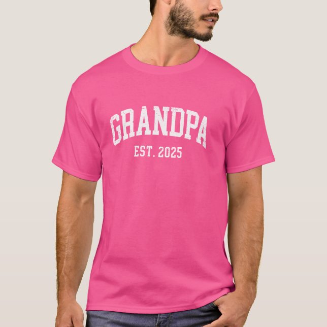 Farfar Est. 2025 Coola Grandfather Etabled Gra T Shirt (Framsida)