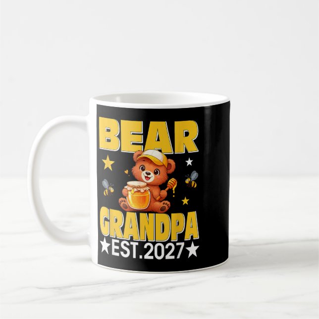 Farfar Est 2027 Blommig Flaska Morfar Dag Björn Kaffemugg (Vänster)