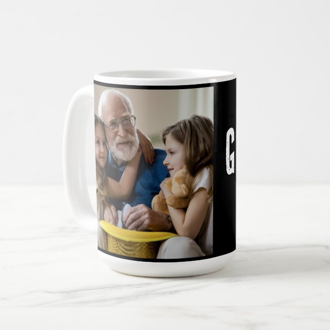 Farfar Est. Vit grunge text foto Kaffemugg (Framsida vänster)