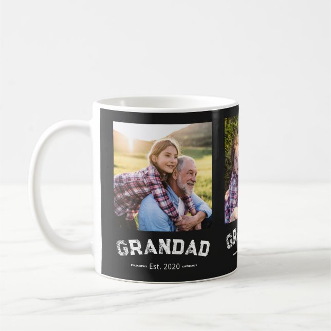 Farfar Establerad Fet Svart 3 Foto Kaffemugg (Vänster)