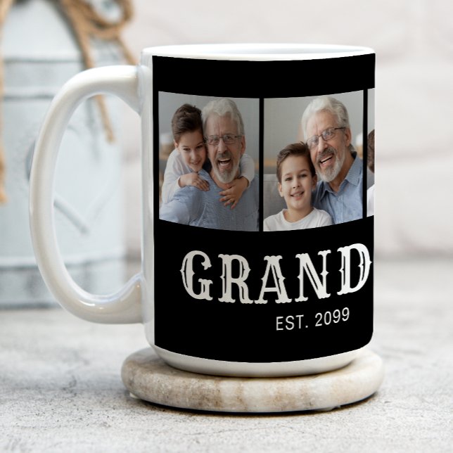Farfar Established Typography Svart 3 Foto Kaffemugg (Skapare uppladdad)