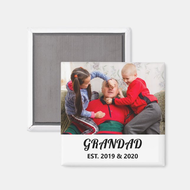 Farfar Etablerad Foto Fet Svart Typografi Magnet (Front/Back)