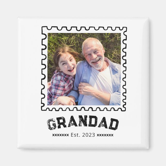 Farfar Etablerad Fotopresent Magnet (Framsidan)