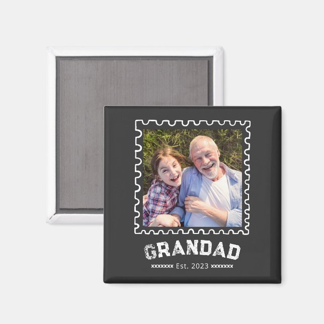 Farfar Etablerad Fotopresent Magnet (Front/Back)