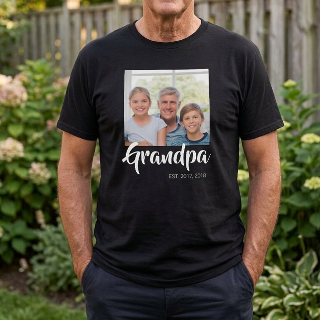 Farfar etablerade manusfoto t shirt (Grandpa Established Script Photo T-Shirt)